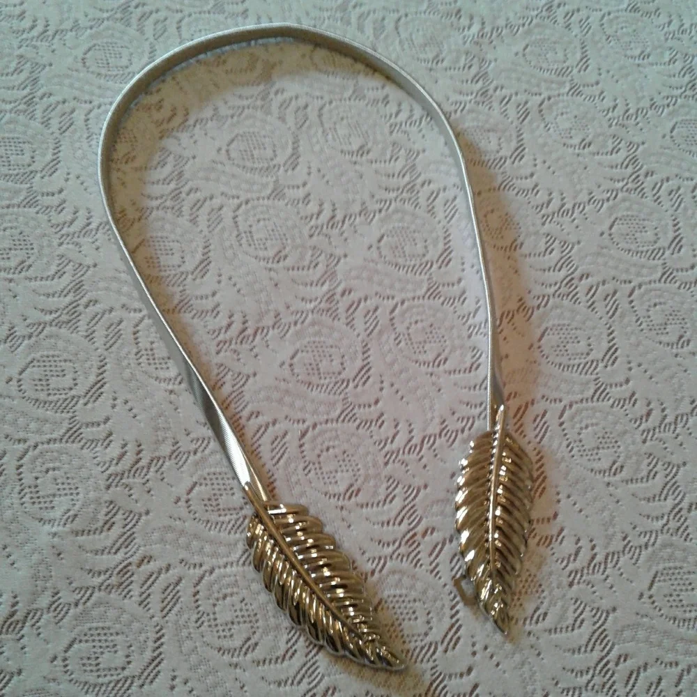 Silver Leaf Detail Women's Metal Waist Belt